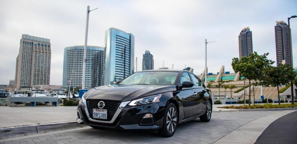 Black Nissan Altima 2022 car rental in san diego